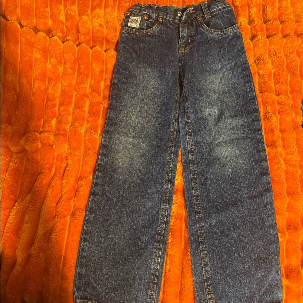 Cinch Dark Blue Jeans with Tan Stitching